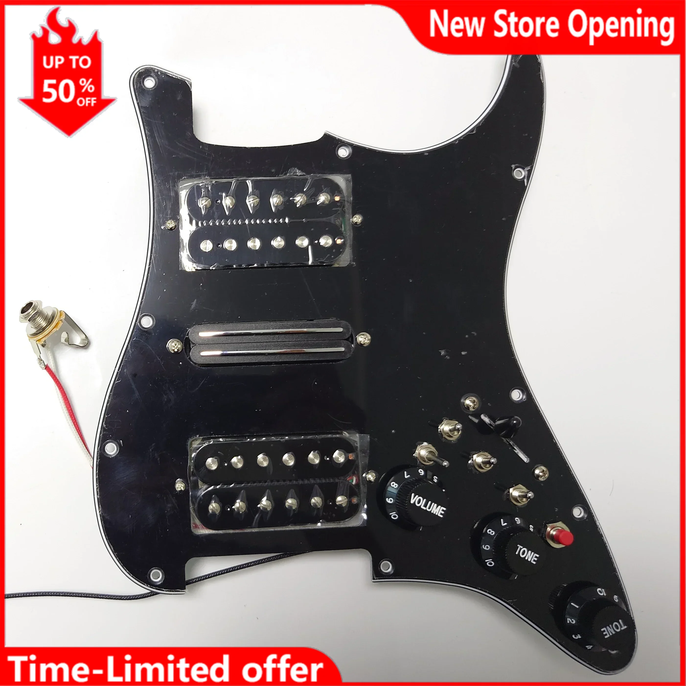 

HSH Prewired Loaded ST Pickguard Alnico 5 Mini Humbucker High Output Pickup Coil Split Guitar 4 Single Cut Switch BK