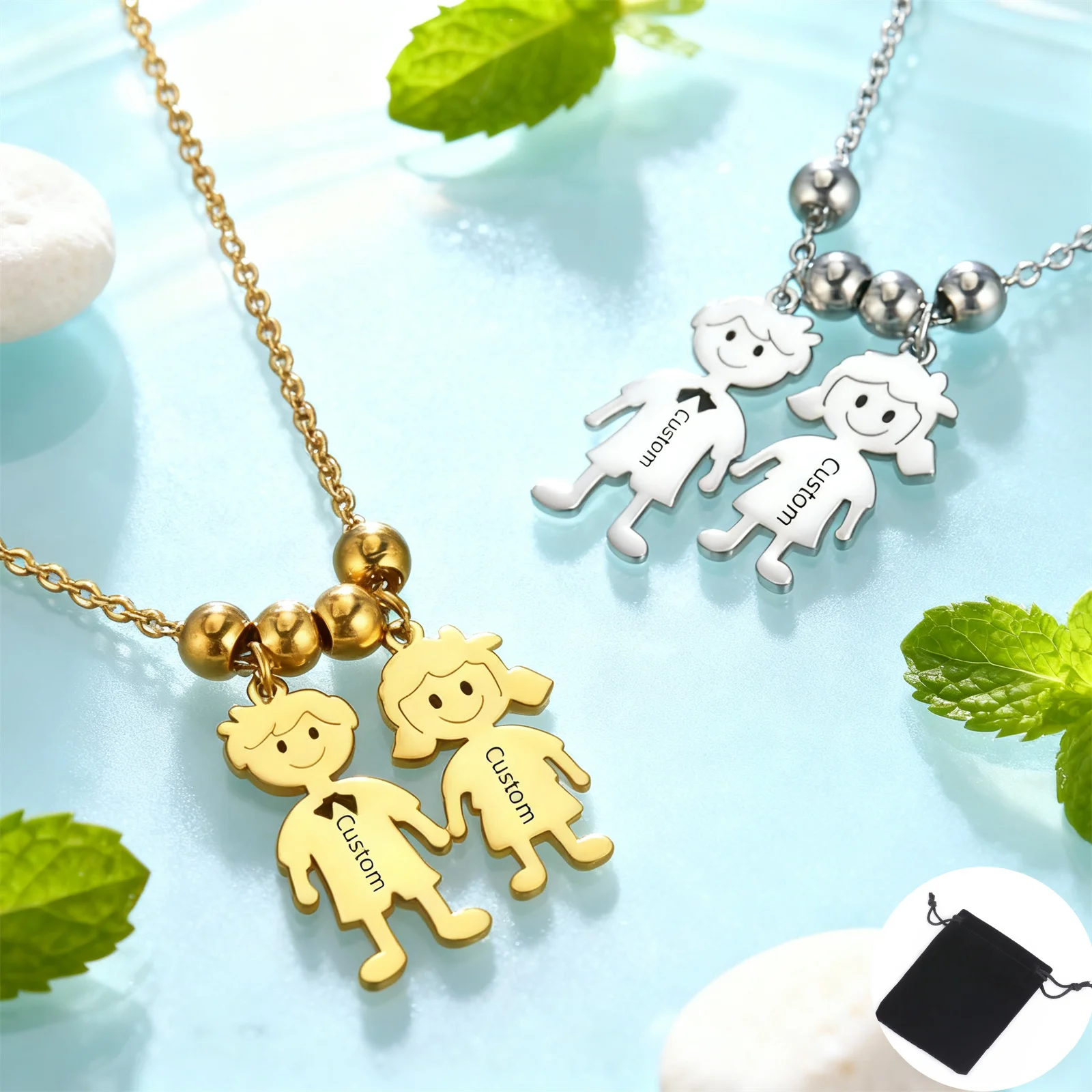 Collier de Couple personnalisé avec nom et Date, en acier inoxydable, sculpture personnalisée, nom de famille, collier d'amitié, bijoux de famille à la mode