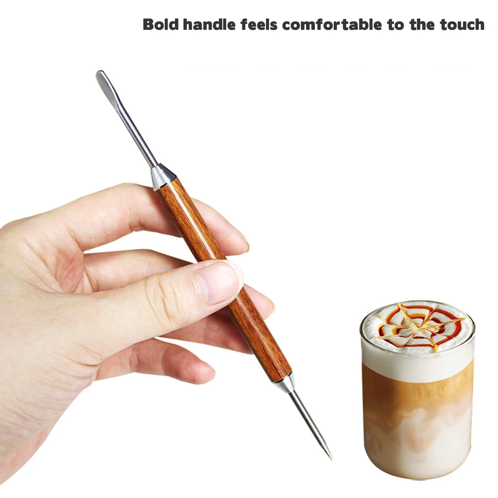 Coffee Latte Pull Flower Pen Stainless Steel Coffee Drawing Art Pen Accessories for Coffee Decorative Tools