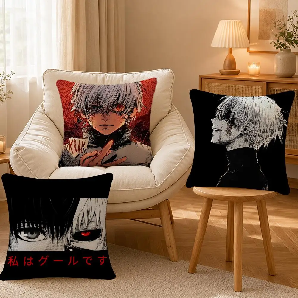 Anime Tokyo Ghoul Gothic Manga Cushion Cover Personalized Short Plush Cushion Cover Sofa Pillowcase Bedroom Home Decor Gift