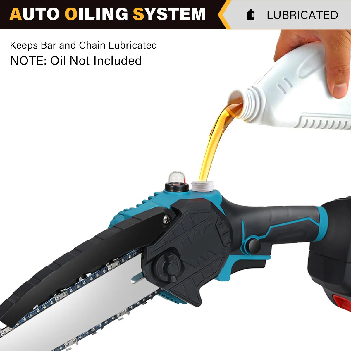 8 Inch Brushless Chain Saw Oil Tank Auto-refuel Electric Wood Pruning Cordless Saw Power Tools For Makita 18V Battery