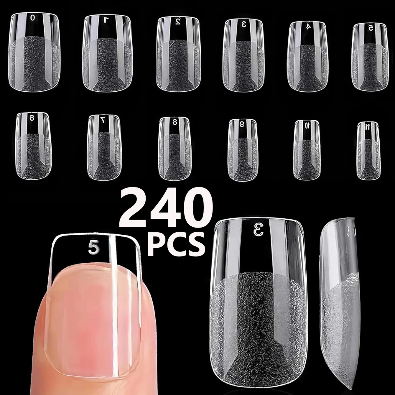 240 Stück kurze Mandel nagels pitzen weiches Gel vorgeformte Acryl nagels pitzen halb matte volle Abdeckung Nagels pitzen klar gelly drücken auf Nagel – Detail 27