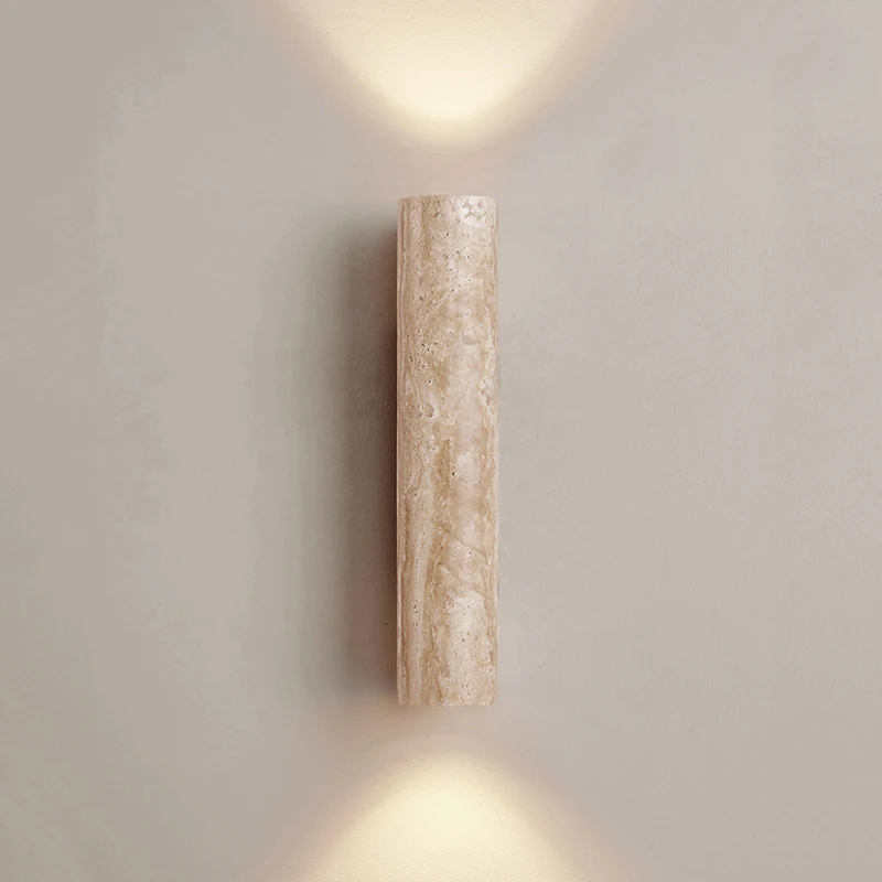 Yellow Marble Wall Lamp Up Down Japan Wabi Sabi Living Room Bedroom Bedside Light Led Travertine Stair Aisle Wall Decor Sconce