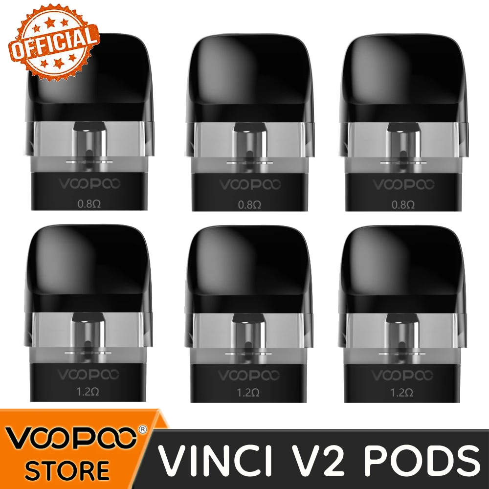 

Original VOOPOO VINCI Series V2 Pod 2ML Cartridge 0.8ohm 1.2ohm For VINCI SE Pod Kit / Vinci / Drag Nano 2 Nebula Edition Kit