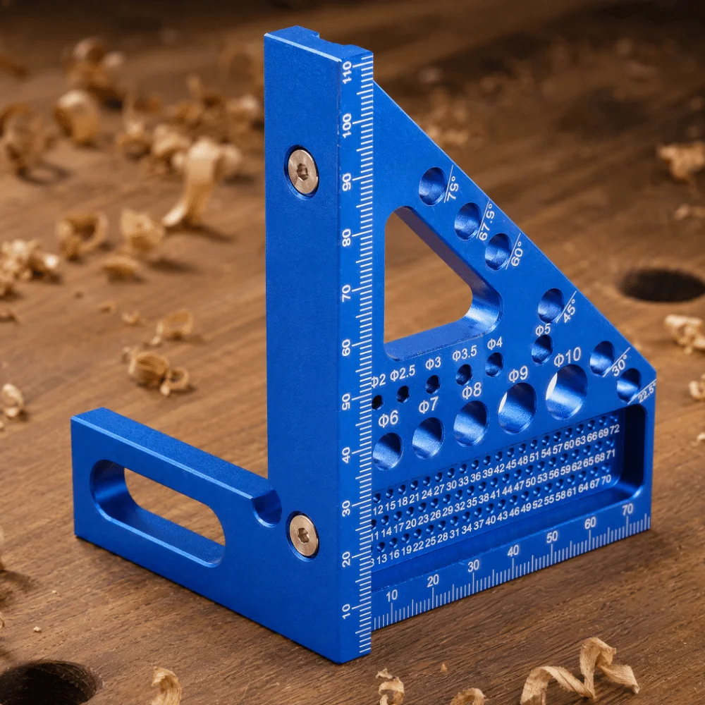 Aluminum Alloy Measuring Ruler Fine CNC Machining Accurate Measurement Woodworking Square Ruler 3D Multi Angle