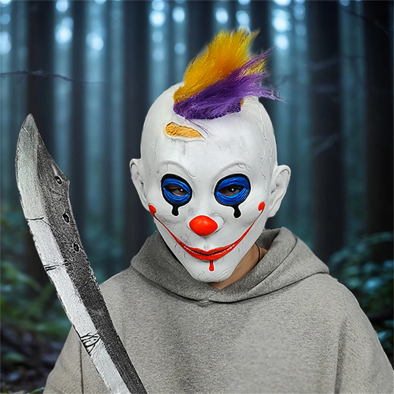 Popular Clown Mask, New and Unique Hairstyle, Tricky and Funny, Natural Latex Material, Detailed Technology, Movie Texture