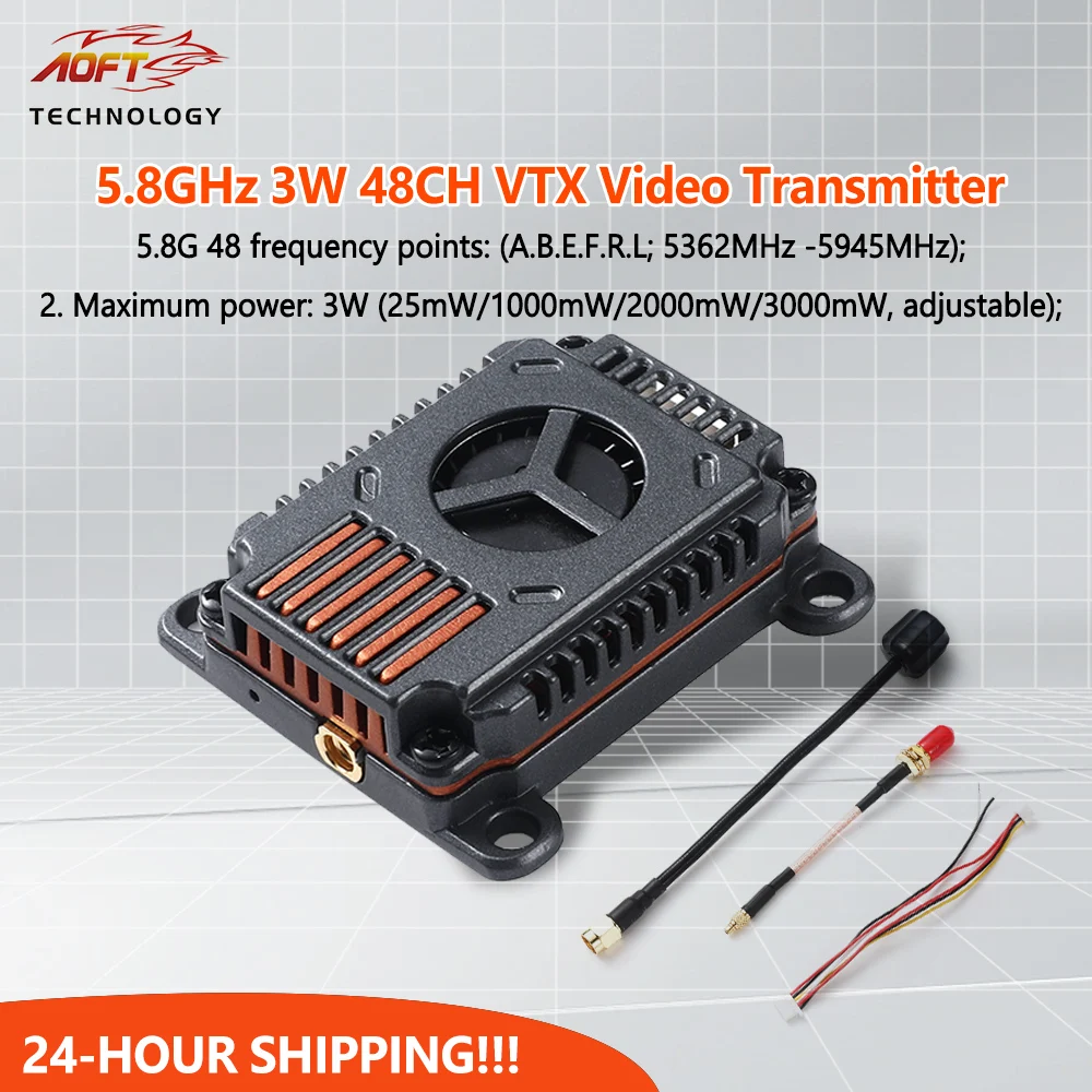 

5.8G 5.8GHz 3W Video Transmitter VTX 48CH 25mW/1000mW/2000mW/3000mW adjustable For Long Rang FPV Racing Drone