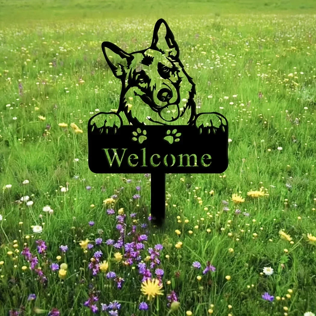 1pc German Shepherd Dog Memorial Stake Metal German Shepherd Dog Garden Decoration Stake Sign Iron Yard Stake Memorial Marker