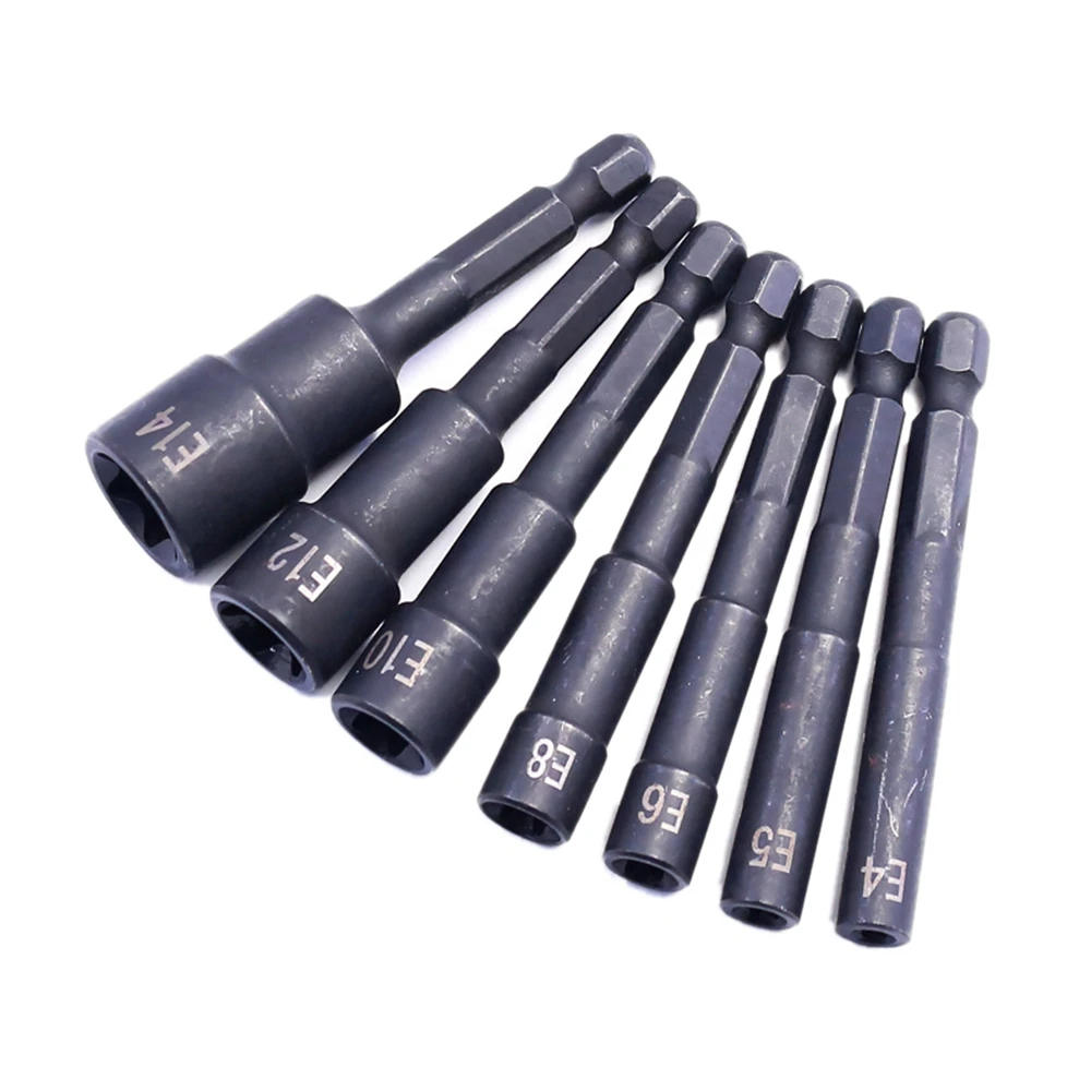 7X 1/4 Inch Torx Star Socket Set Femal E Type Sockets Wrench E4/E5/E6/E8/E10/E12/E14 for Drill Cordless