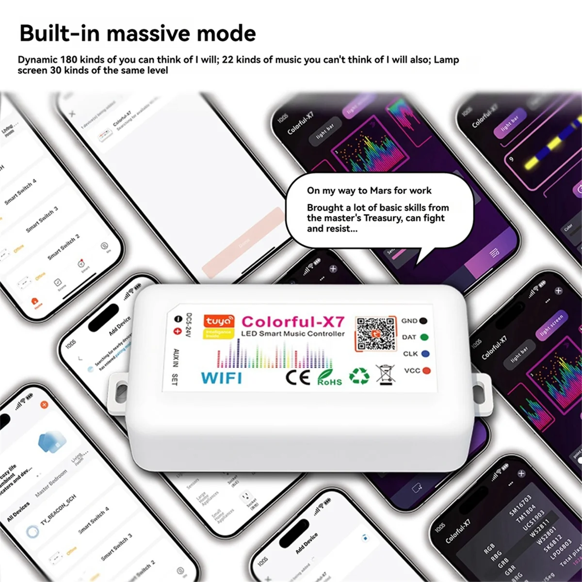 KZQ-fTuya RGB LED Strip Light Controller DC5V-24V WiFi Controller musicale Controller luce ambientale WiFi Smart App