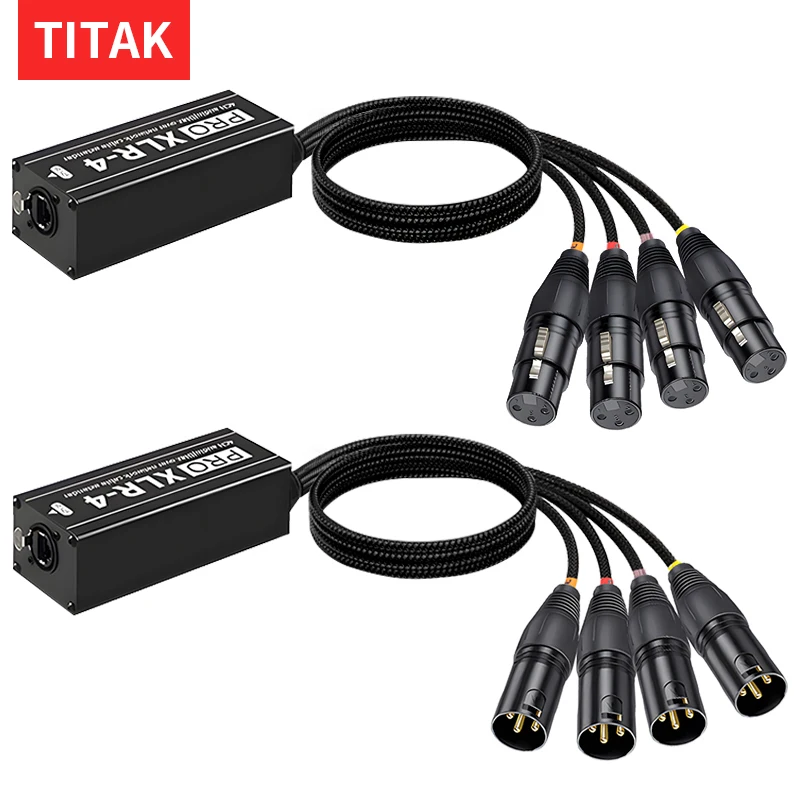 RJ45 Cat5 Cat6 to 4 Channel XLR Audio Extender Male Female DMX512 Signal Extender for Live Stage Sound Lighting Recording Studio