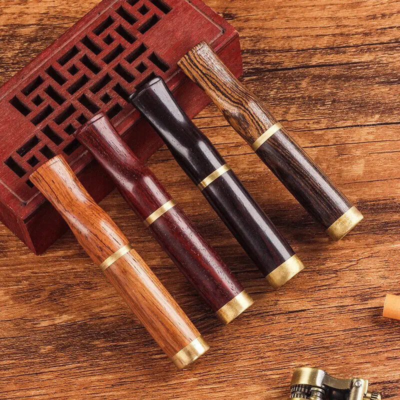 Ebony Wood Tobacco Microfilter Cigarette Holder Reduce Tar Reusable  Pipe Smoking Gadgets Solid Wood Cigarette Holder