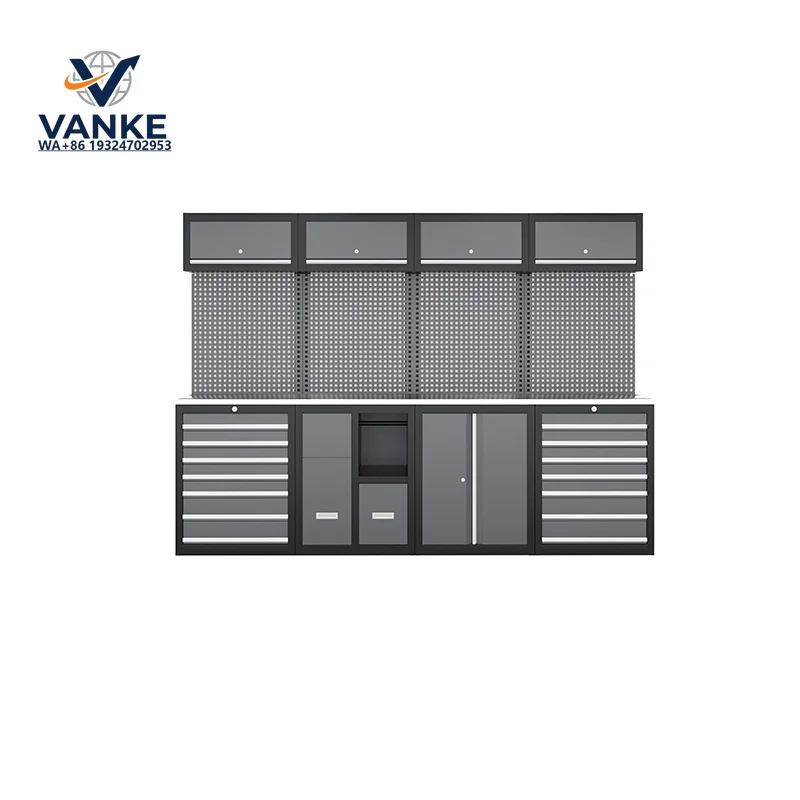 Multi-Functional Steel Tool Cabinet with Modular Workbench System