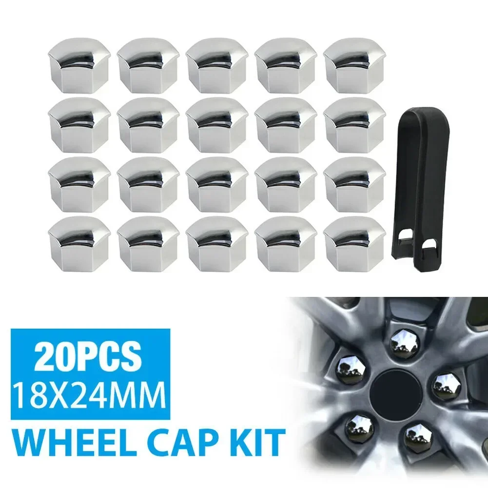 Cubiertas de tapa de tuerca de rueda de alta calidad para Tesla Model 3 Model S 18*24mm 20 piezas ABS accesorios chapados en plata embellecedor