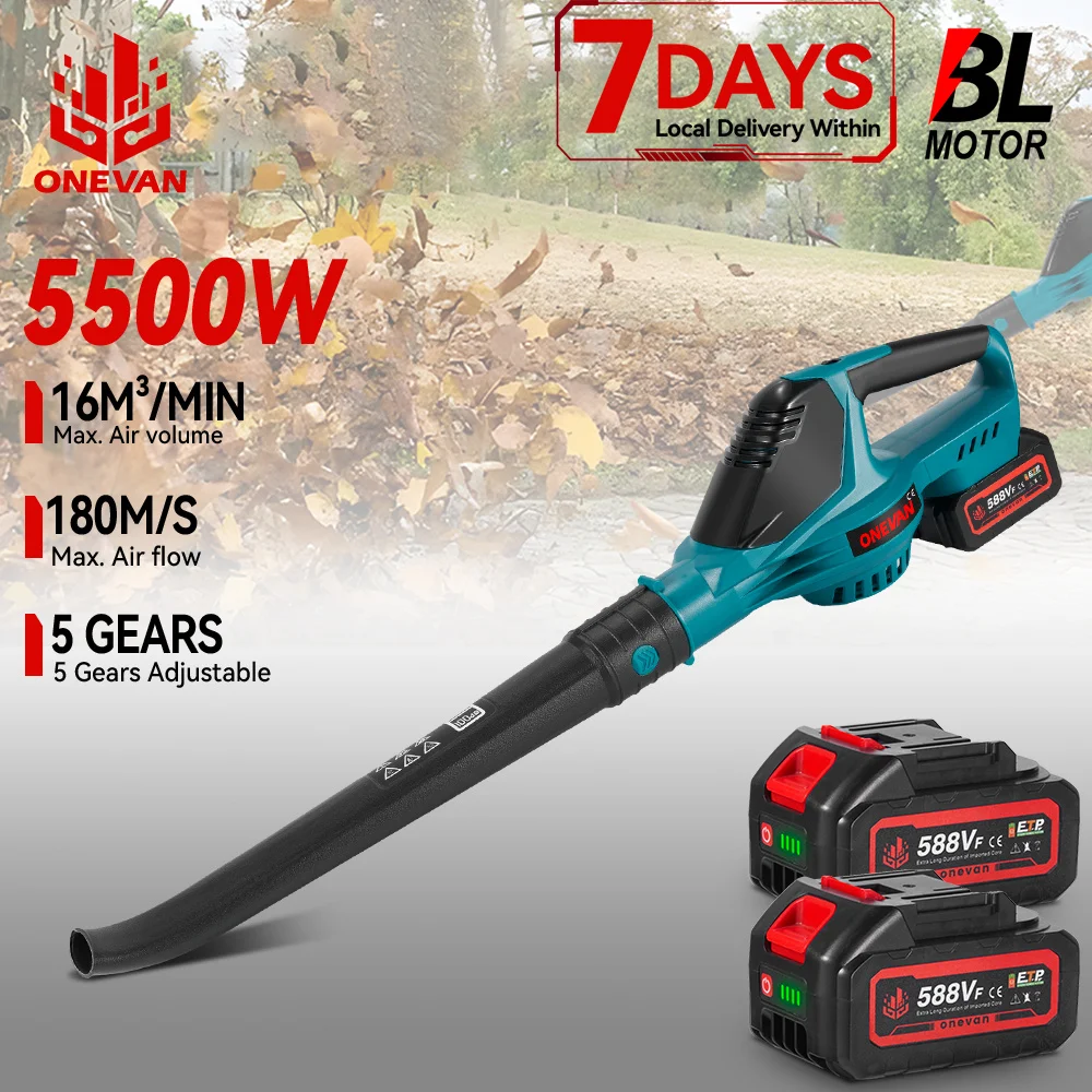 ONEVAN 180 M/S 5 vitesses ventilateur d'air électrique sans brosse 5500W puissance sans fil feuille outil de nettoyage de neige pour Makita 18V batterie broche