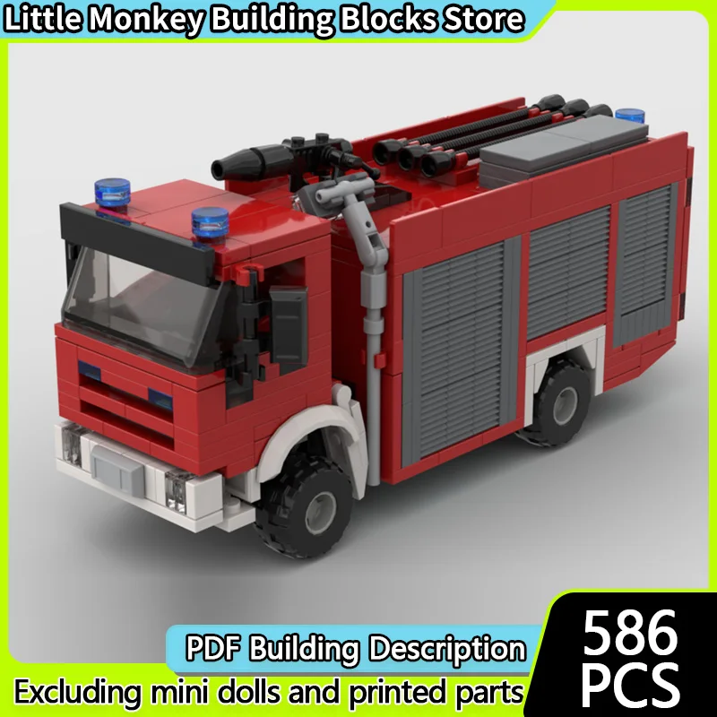 Model Kendaraan Penyelamat Perkotaan MOC Building Bricks TLF Fire Engine Modular Technology Hadiah Liburan Anak-anak Mainan Rakitan