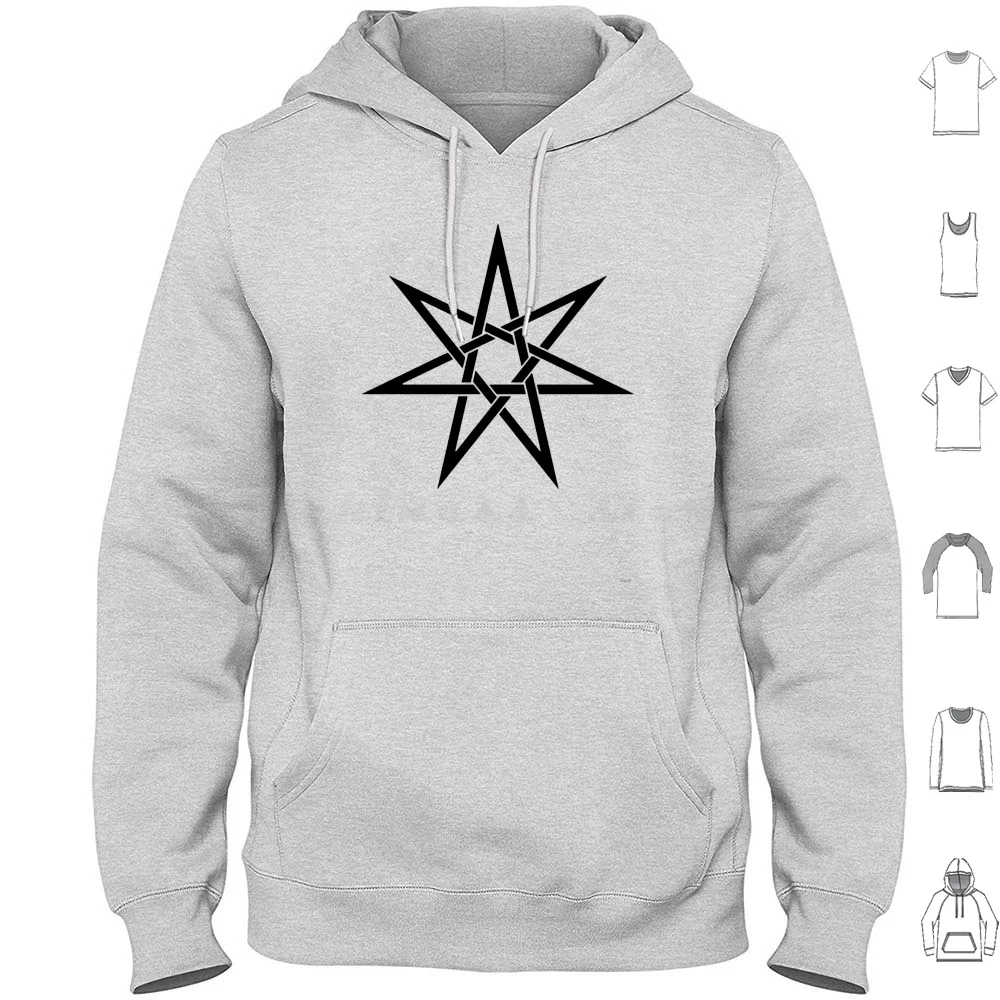 Felpe Con Cappuccio Septagram Stile Nodo Manica Lunga Wiccan Pagan Elven Star Fairy Faery Fairie Fae