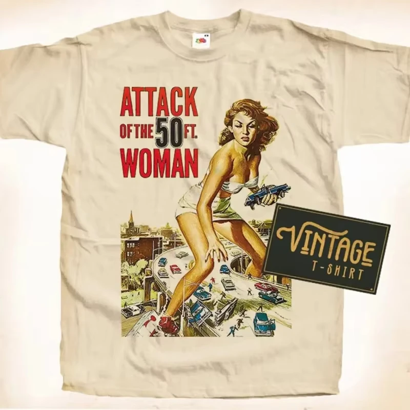 2026 Vintage Sci-Fi Movie Poster T-shirt Adult And Kids Giant Retro Film Woman Art Print Short Sleeve Cotton Casual Unisex Tee