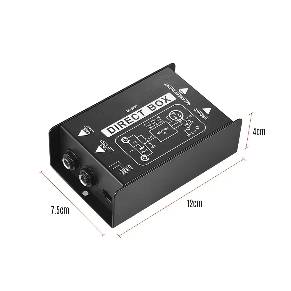 Passive Audio DI Box Direct Injection Box Low Noise Guitar Bass DI TRS 2 Channel Audio Converter Multi-purpose Mixer Audio