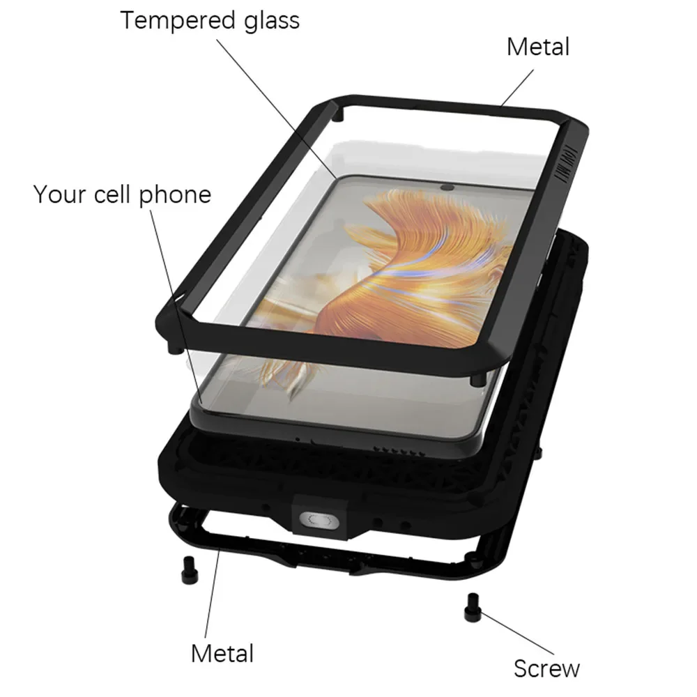 Aluminum Metal Armor Phone Cases For Huawei Pura70 Pura 80 Ultra Mate 60 70 80 Pro Max Shockproof Full Body Rugged Hybrid Cover