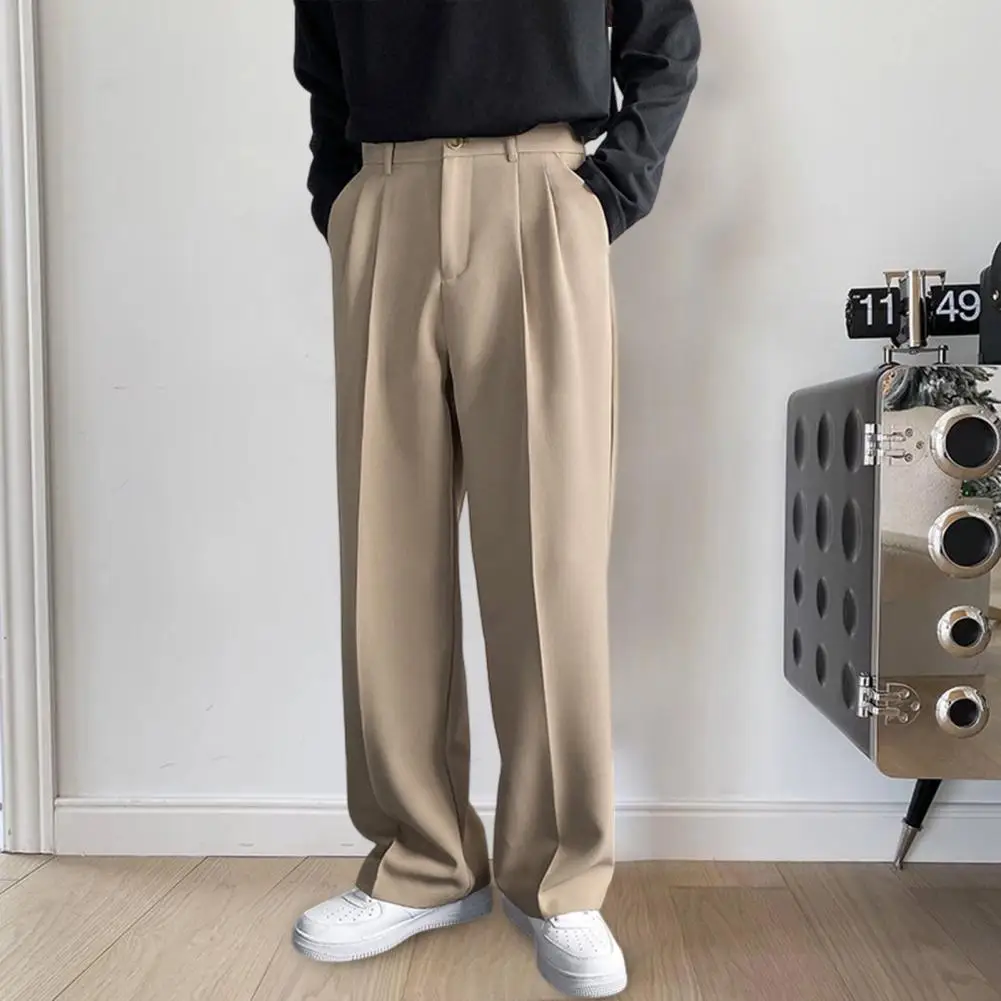 Pantaloni da uomo popolari traspiranti primavera autunno pantaloni Casual a gamba larga dritti a vita media pantaloni Anti-pilling per la scuola