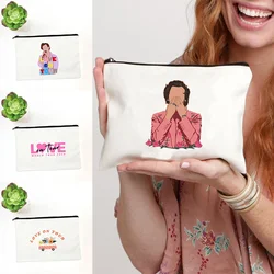 Bolsa de cosméticos de lona de Harry para mujer, organizador de brochas de maquillaje, bolsa de lápices escolar, bolsas de aseo, regalo de dama de honor para profesora