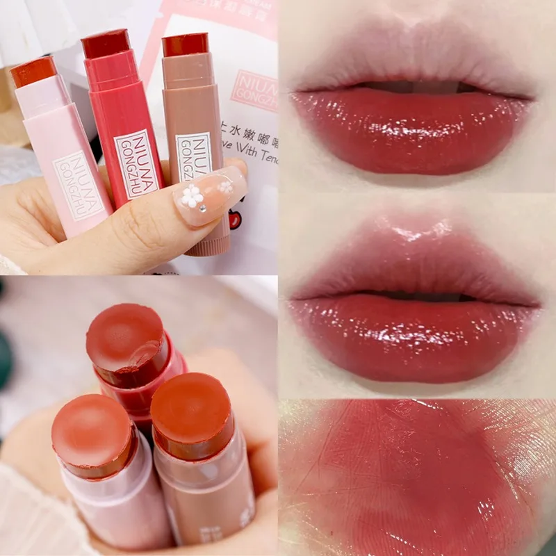 Baume Hydratant et Coloré pour le Maquillage, Rouge à Lèvres, Résistant à l'Eau, Effet Miroir, Non Collant, Couleur Marron Pêche, Rouge, Cosmétique