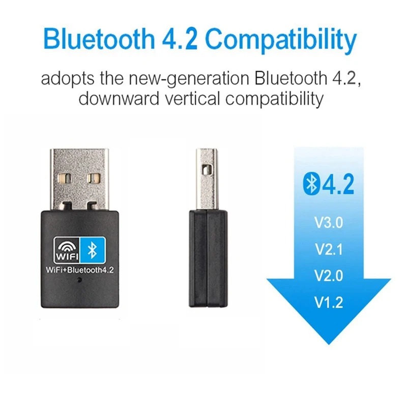 Adaptador USB Wifi Compatible con Bluetooth V4.2, tarjeta de red inalámbrica, transmisor de antena Wifi, reemplazo de receptor de Internet Lan para PC