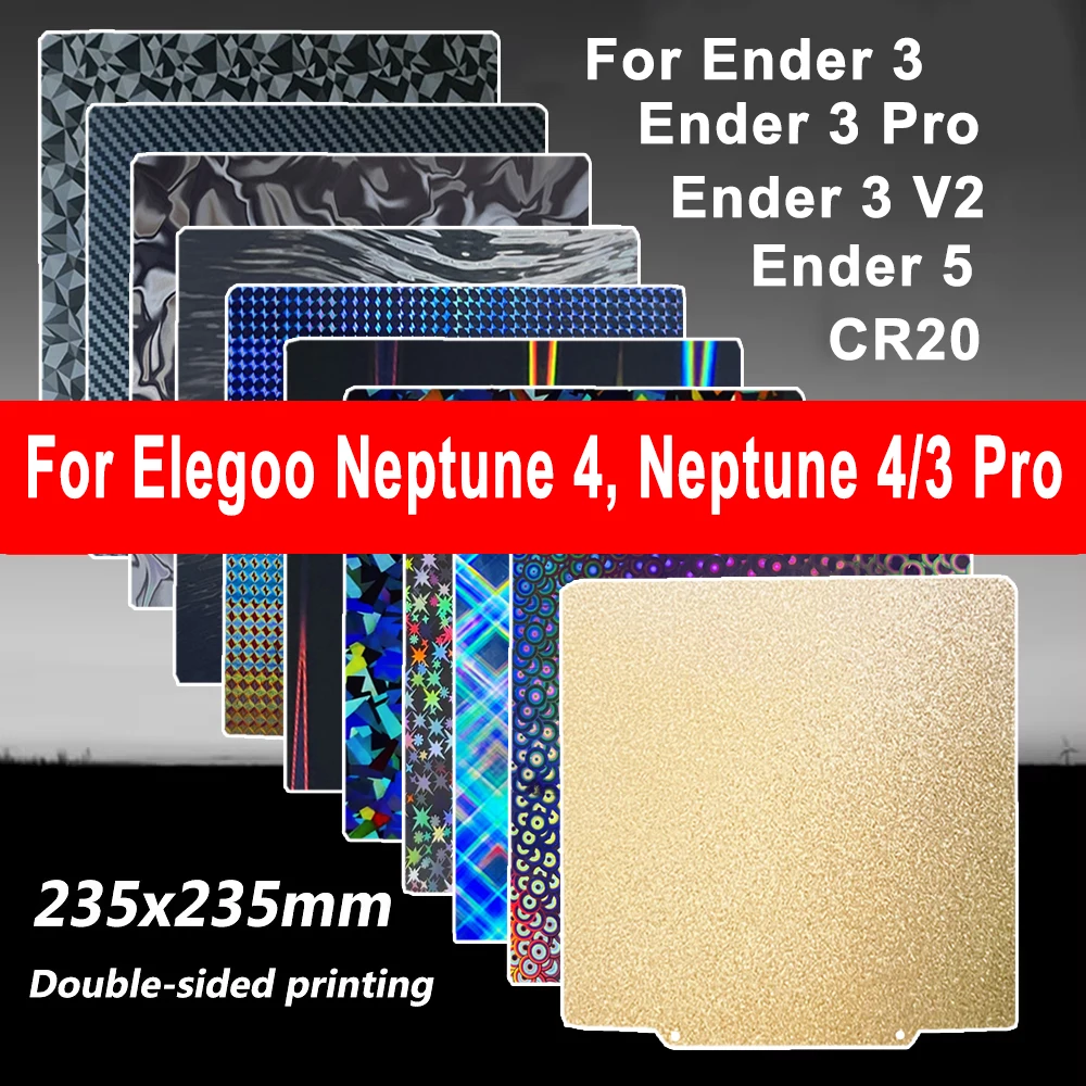 

For Elegoo Neptune 4 Build Plate Neptune 3 Pro Heated Bed Double Sided Spring Steel PEI Sheet for Ender 3 V2, Ender 3, Ender 5