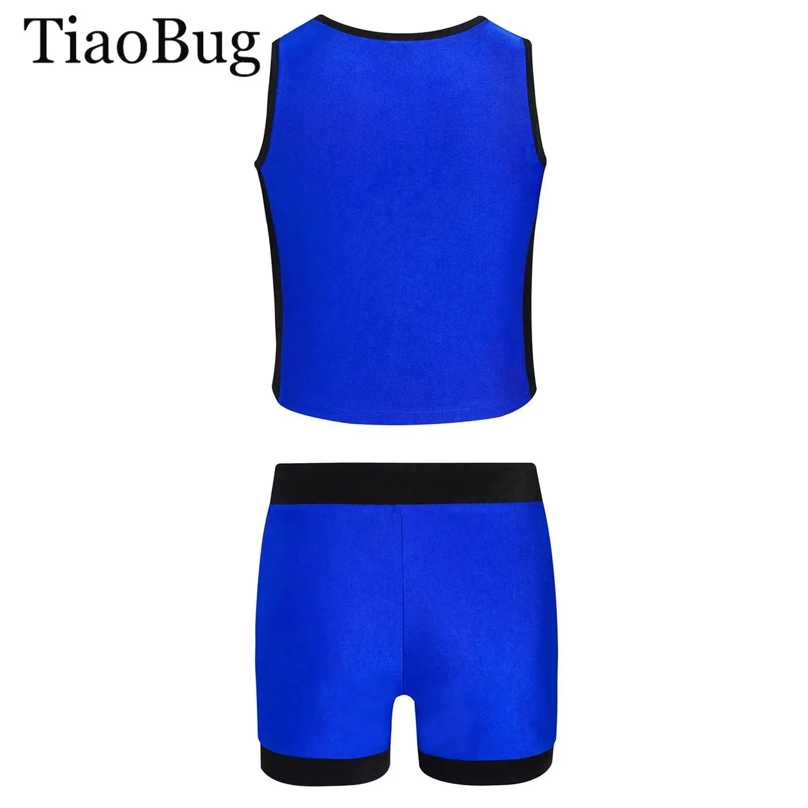 

Kids Girls Jazz Dance Outfit Cheerleading Costume Color Block Patchwork Sparkly Sequin Tank Top Vest with Shorts Set Streetwear