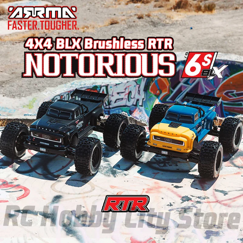 

ARRMA 1/8 NOTORIOUS 6S V6 4X4 BLX Бесщеточный внедорожник Трюк-грузовик RTR RC Электрический пульт дистанционного управления Модель автомобиля