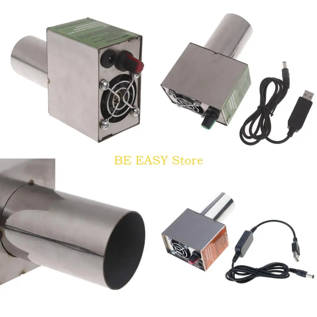 

E28F Usb Blower Speed-regulating Grill Wood Stove BBQ Fan 2Pins Outdoor Portable with 4x4cm Air Duct Dual Fans Blower