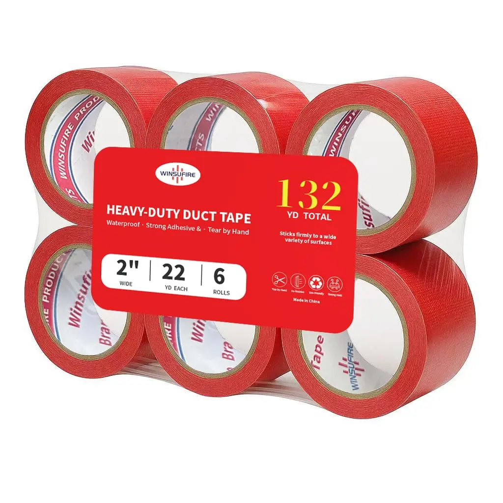 

Прочная клейкая лента для ремонта внутри и снаружи помещений, 2 дюйма x 22 ярда, 6 рулонов, всего 132 ярда (красная)