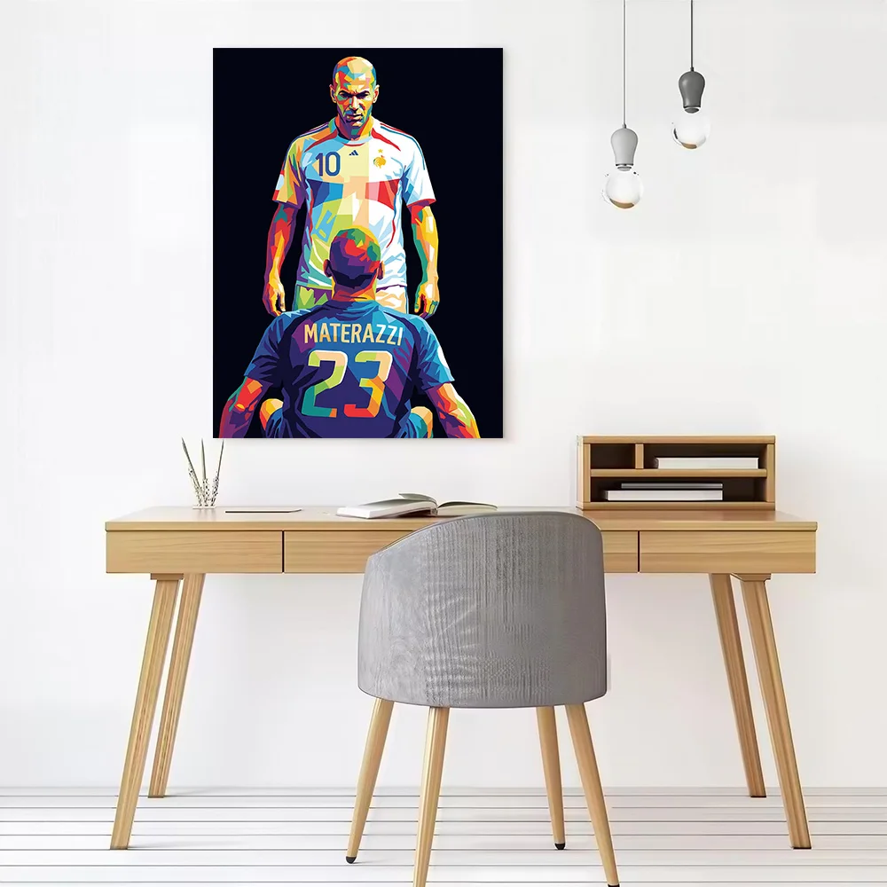 Zidane and Materazzi Pop Art Canvas Poster Wall Art Customizable High Quality Printed Picture for Living Room Decorations Mural