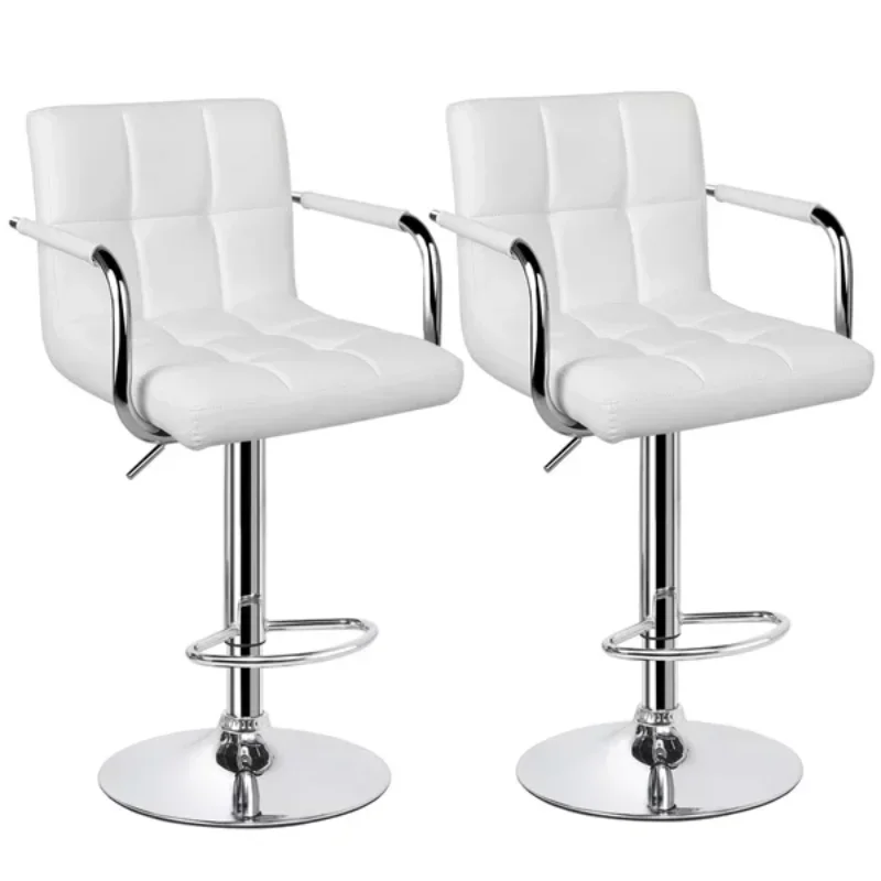 

2pcs Faux Leather Swivel Bar Stools for Home Counter, White bar stool stool chair counter stool