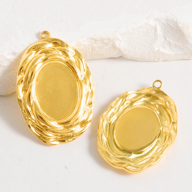 5 قطعة قلادة كابوشون هندسية غير منتظمة على شكل قلب بيضاوي مستدير مربع إعدادات فارغة من الفولاذ المقاوم للصدأ لصنع المجوهرات بكميات كبيرة