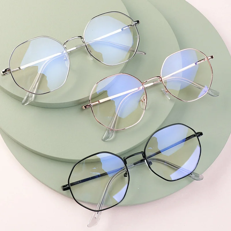 Mode Ultralichte Polygoon Frame Anti-Blauw Licht Bril Unisex Leesbril Uv400 Tinten Vlakke Spiegel Bril