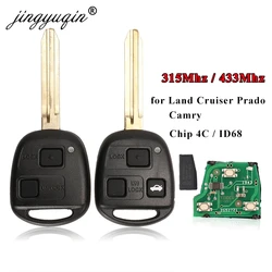 jingyuqin Remote Car Key with 4D67/4D68/4C Chip for Toyota Camry Land Cruser 120 Prado 2/3 Buttons 315MHz 433MHz TOY43 Keys