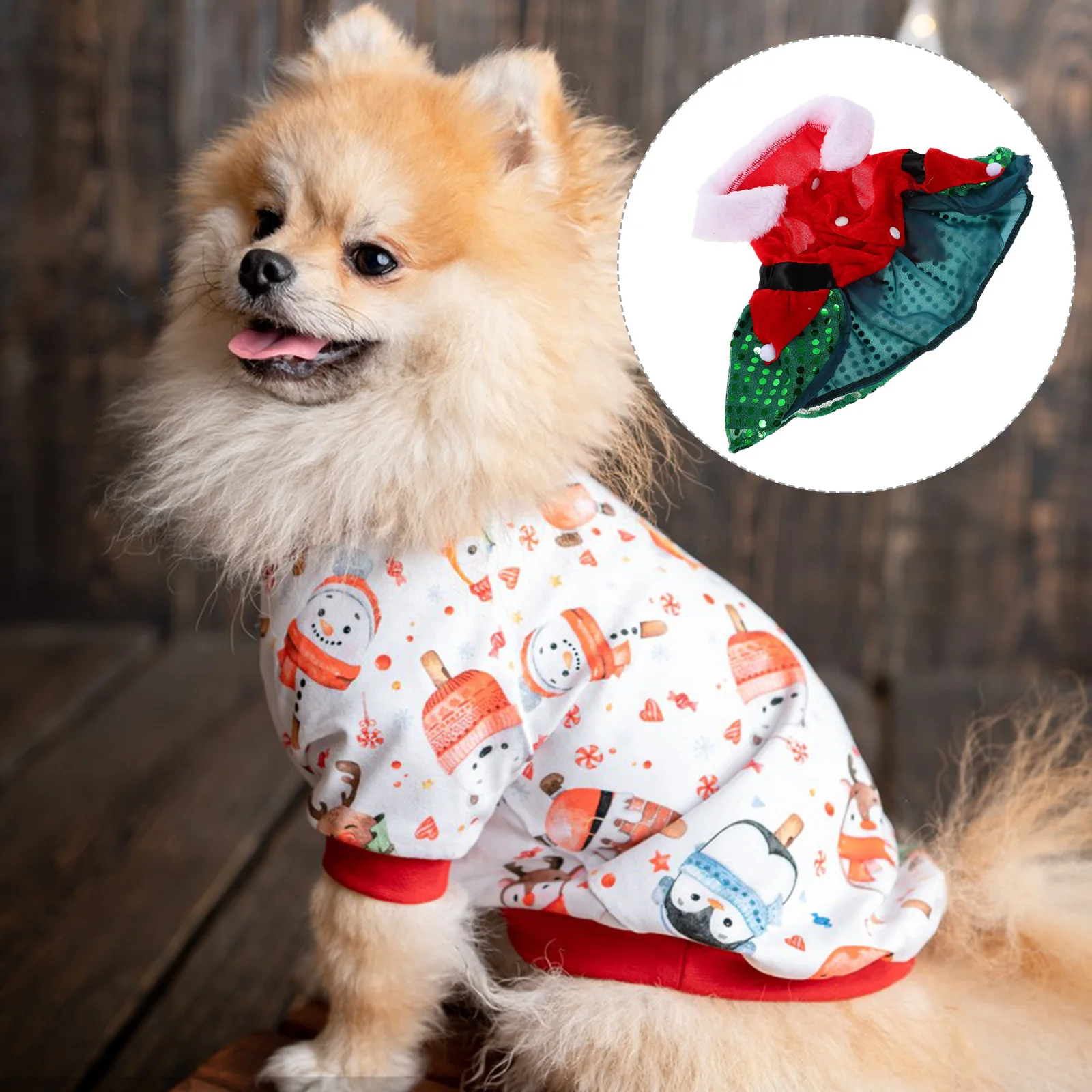 

Christmas Pet Dress Red Sequin Christmas Tree Design Dog Holiday Apparel Cat Festive Clothes Dog Santa Costume