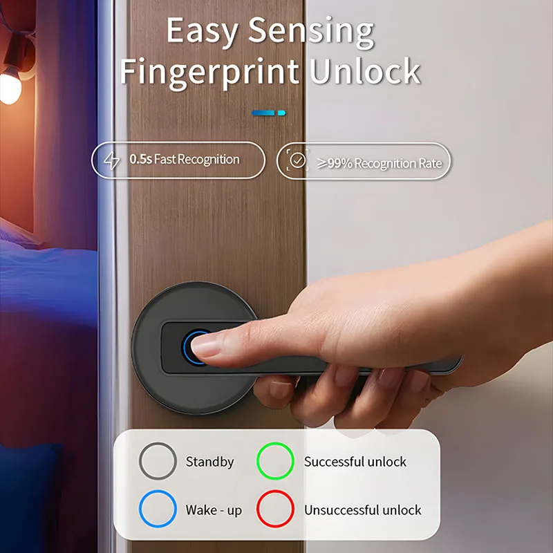 Smart Door Lock Fingerprint / Password / Key / Tuya APP / Card Unlock Long Battery Life Code Lock Smart Home Security Systems