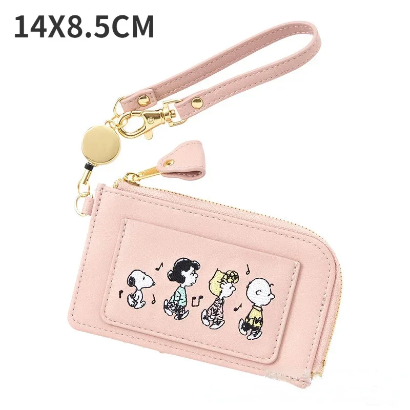 Snoopy Women\'s Wallet with Hand Lanyard Keychain Zipper PU Leather Luxury Female Purse Money Clip Wallet Holder Credit Card Bag