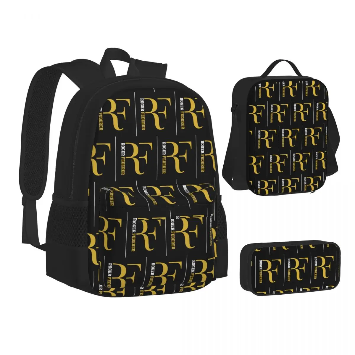 

Roger Federer Backpacks Boys Girls Bookbag Students School Bags Kids Rucksack Lunch Bag Pen Bag Three-Piece Set