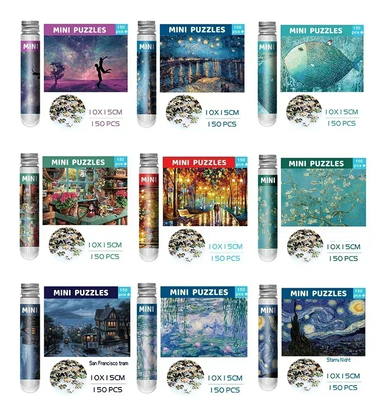 150PCS Mini Reagenzglas Puzzles Berühmte Malerei Dekompression Spielzeug Puzzle Fridget Puzzle Spiel Familie Dekoration Urlaub Geschenk – Detail 25
