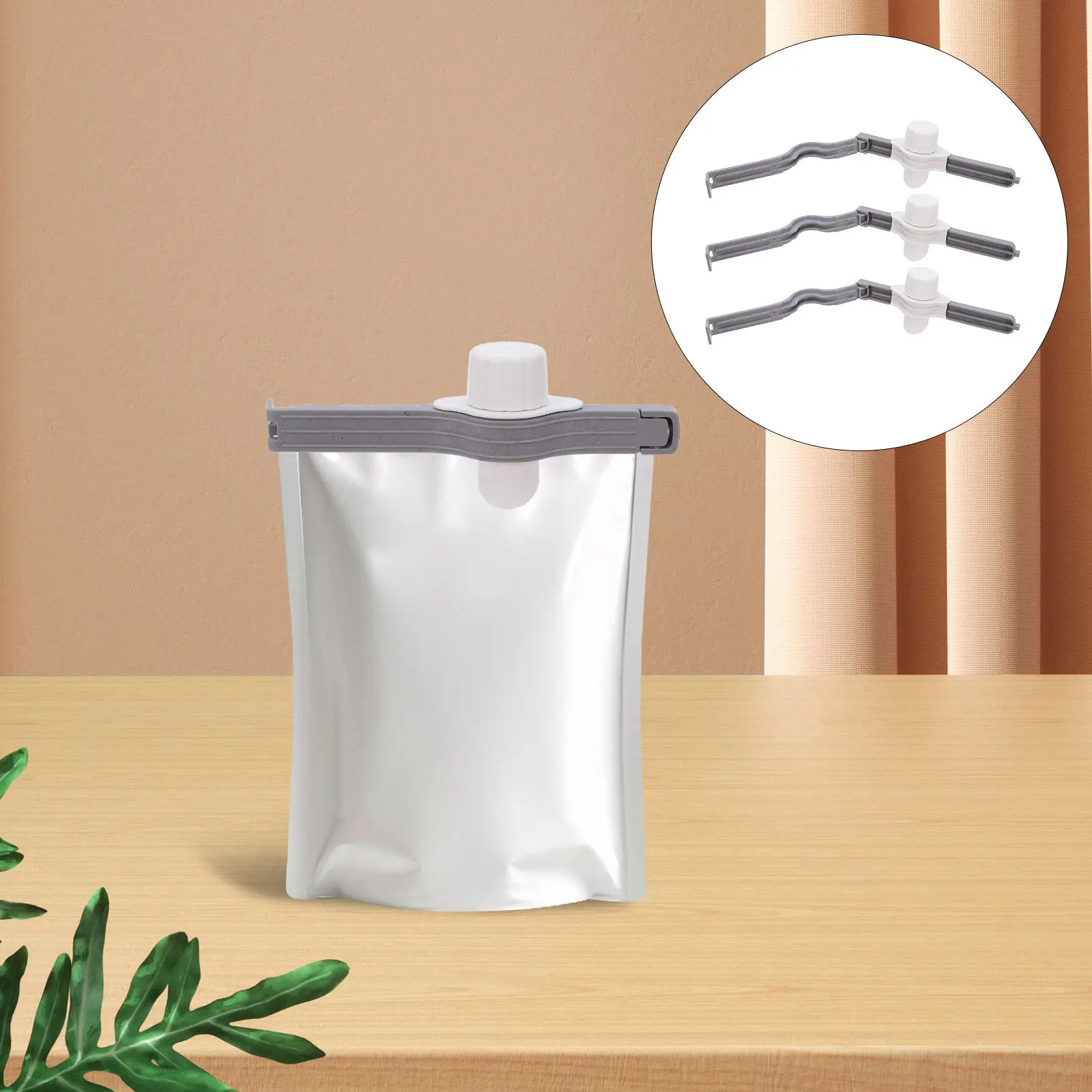 3Pcs Snack Sealing Clip with Spout Food Bag Port Sealer Fresh Keeping Seal for Flour Sugar Cereal Storage Bags Large Diameter