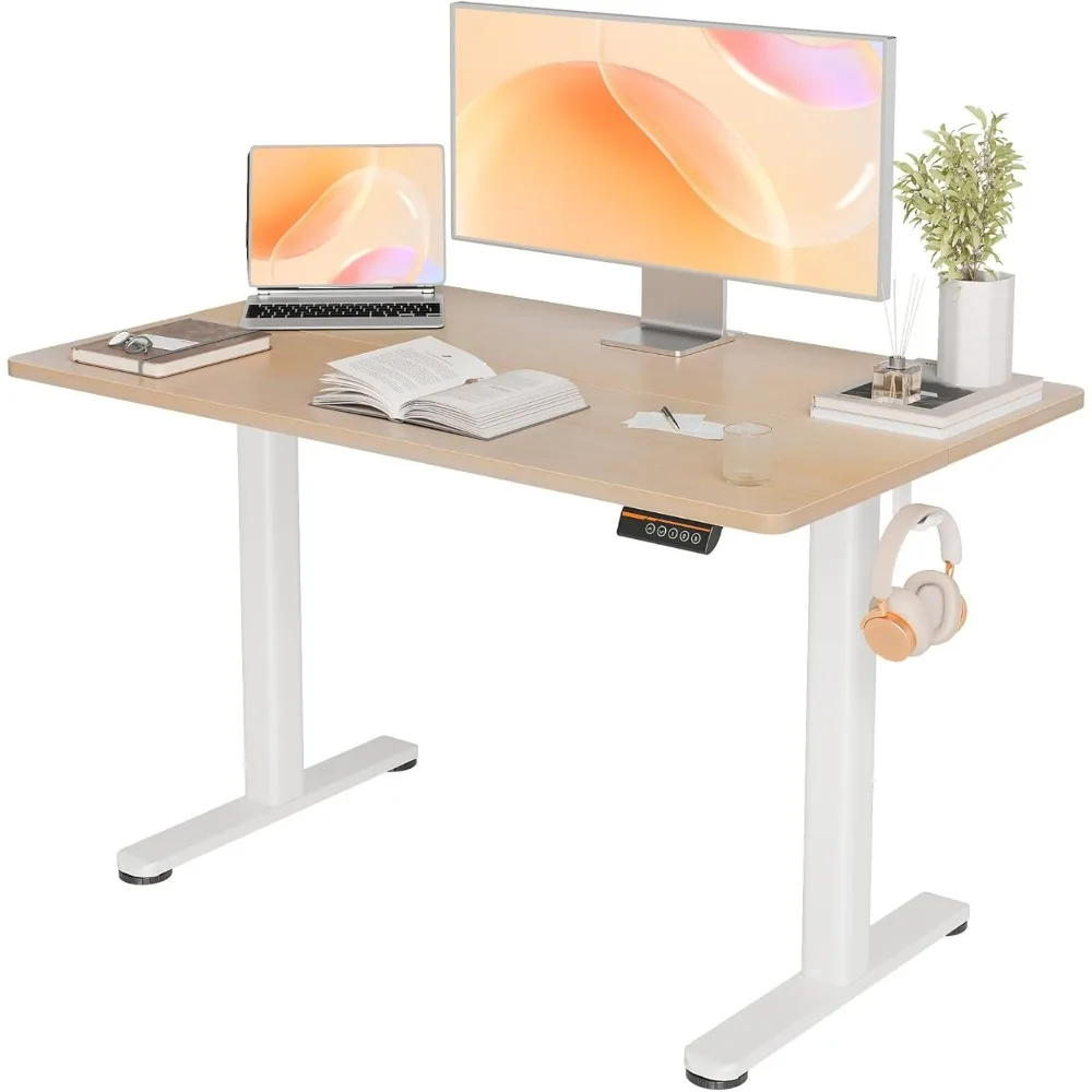 

Electric Standing Desk, Adjustable Height Stand up Desk, 48x24 Inches Sit Stand Home Office Desk with Splice Board,Natural Top