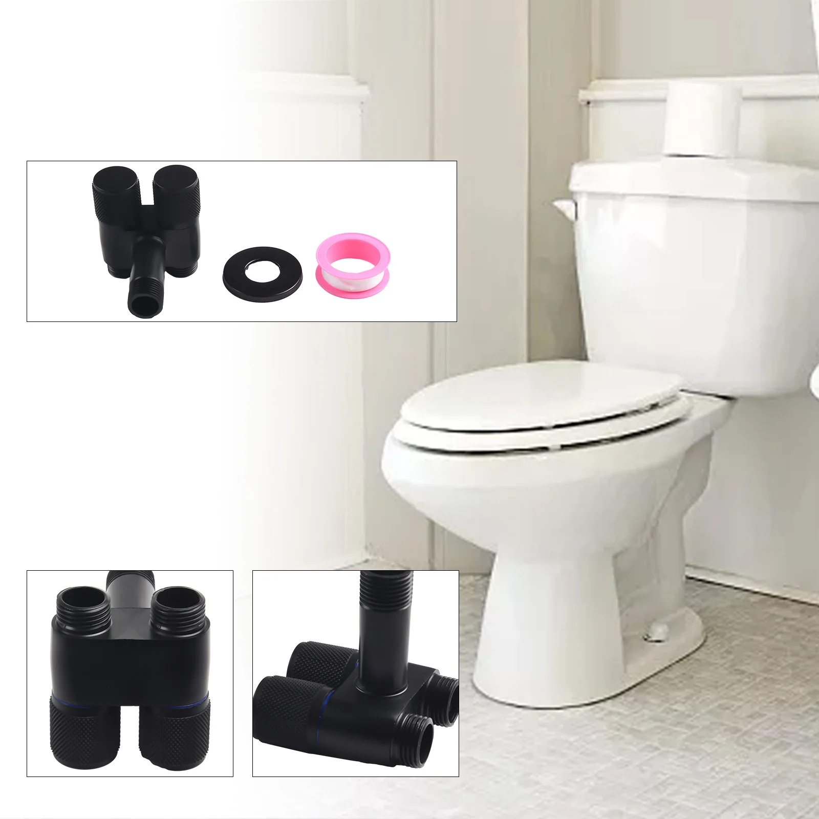 Semprotan Bidet Toilet katup Segitiga 1 dalam dua kontrol ganda keran G1/2 gagang logam alat mesin cuci Toilet