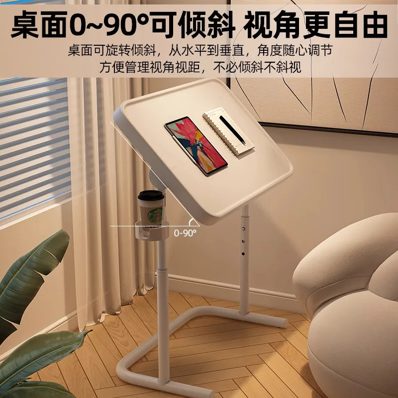 Living Room Sofa Side Table Movable Folding Computer Desk With Wheels Adjustable Dormitory Bedroom