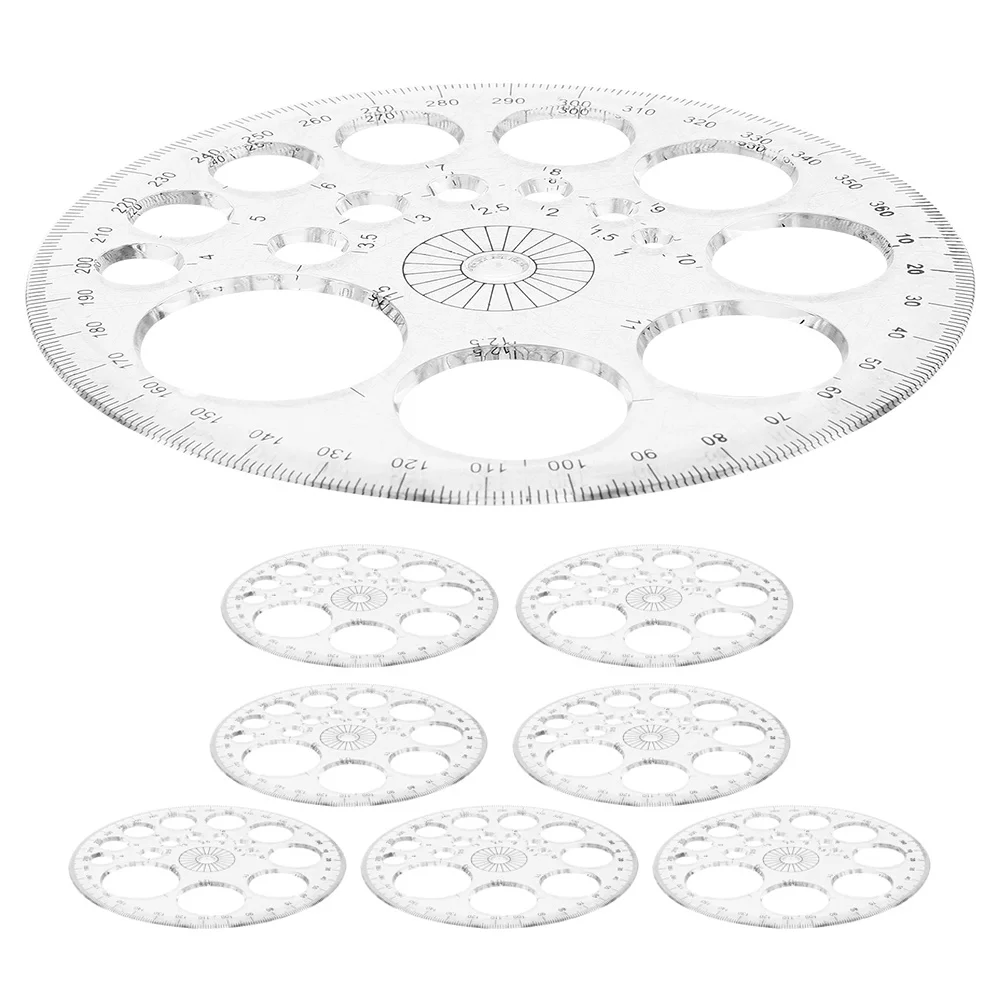 8Pcs 360 Degree Clear Plastic Protractor Circle Drawing Tool Geometry Ruler Reusable Measuring Tool for Students Architects