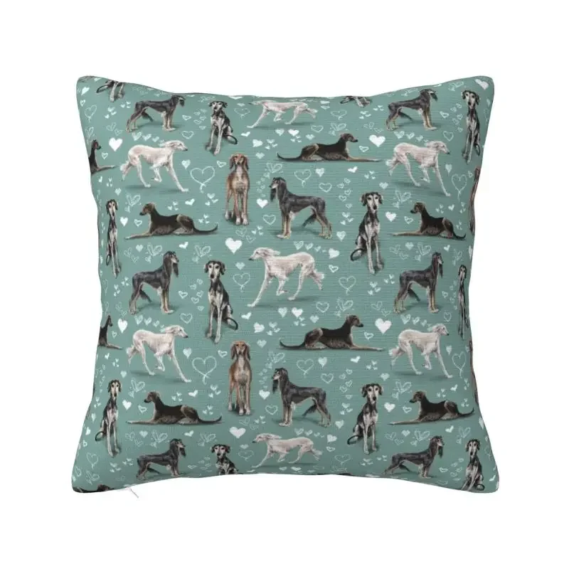 The Saluki Green Cushion Cover Greyhound Sighthound Dogs Soft Modern Throw Pillow Living Room Decoration