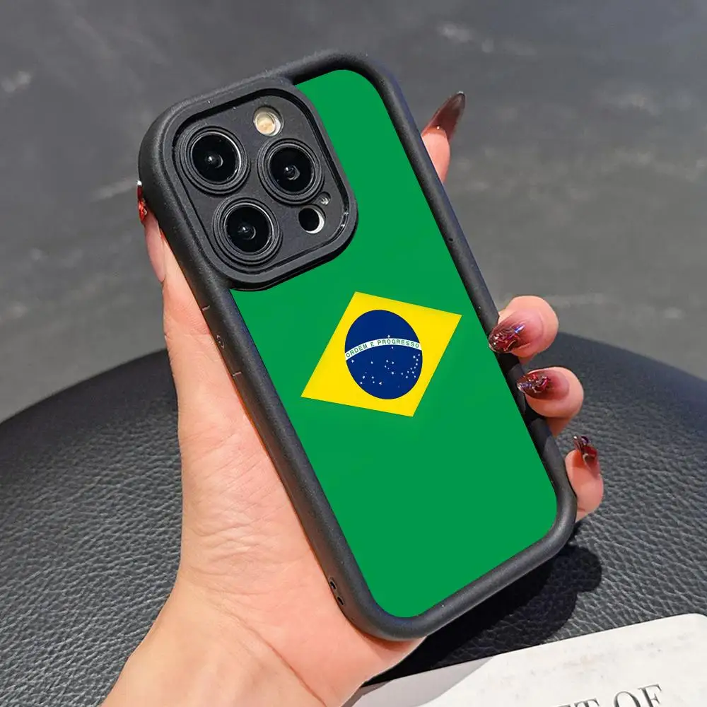

Brazil Flag Phone Case for iPhone 17 16 15 14 13 12 11 Air Pro Max Plus Black Soft TPU Shockproof Cover